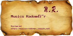 Musics Radomér névjegykártya